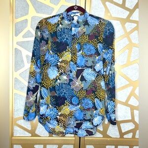 H&M Women's Multicolor 100% Polyester Long Sleeve Button Front